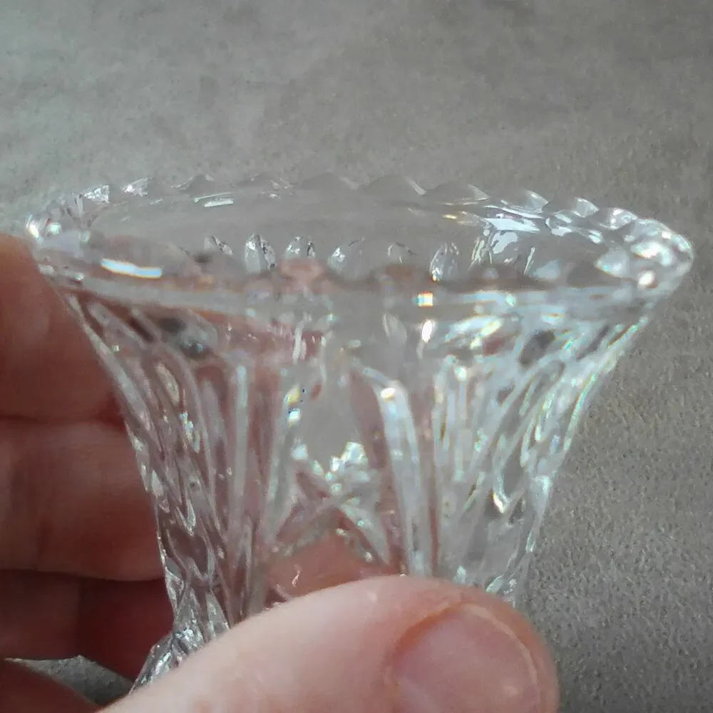 Eternal 24% Lead Crystal Toothpick Holder Sawtooth Rim Taiwan Vintage Glass